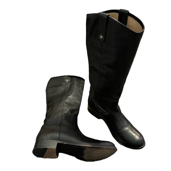 FRYE Tall Melissa Black Leather Riding Boots - Picture 6 of 13